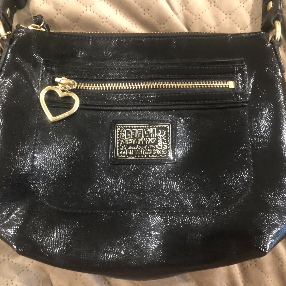 Coach - Poppy Black Patent Leather Crossbody Bag